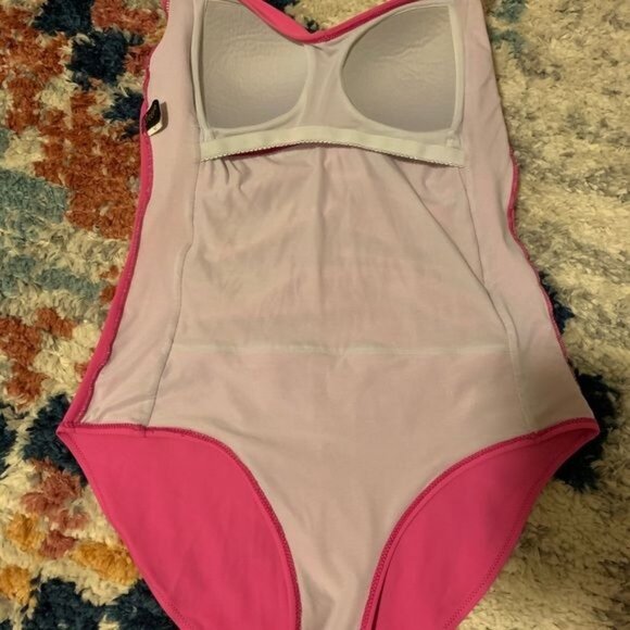 Vintage Ocean Jewel Pink Ruched Swimsuit Size Small One Piece Sweetheart - Picture 4 of 8